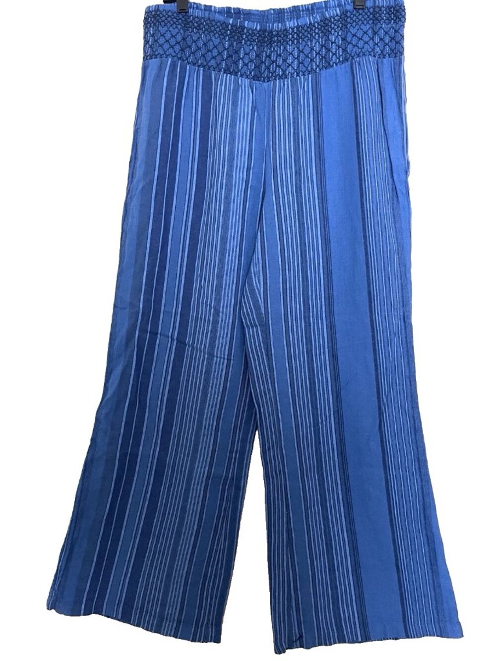 Indigo Rein Pants Size Large Pull On Elastic Waist Linen Blend Wide Leg